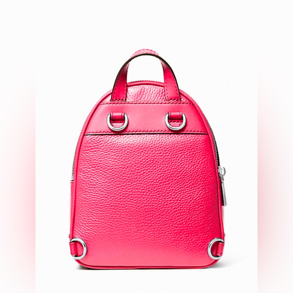 Brooklyn Extra-Small Pebbled Leather Backpack- Hot pink - Picture 3 of 11